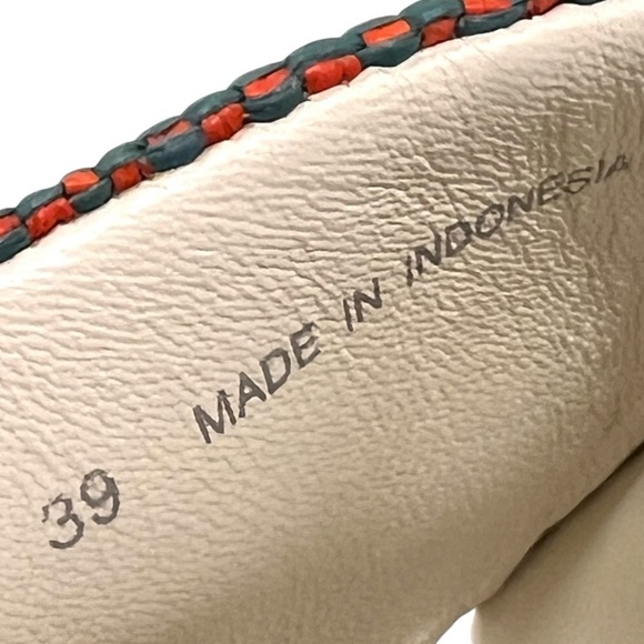 Zimmermann Beach Stripe Woven Raffia Pool Slides Red and Orange Sandals Women 39 - Picture 13 of 16